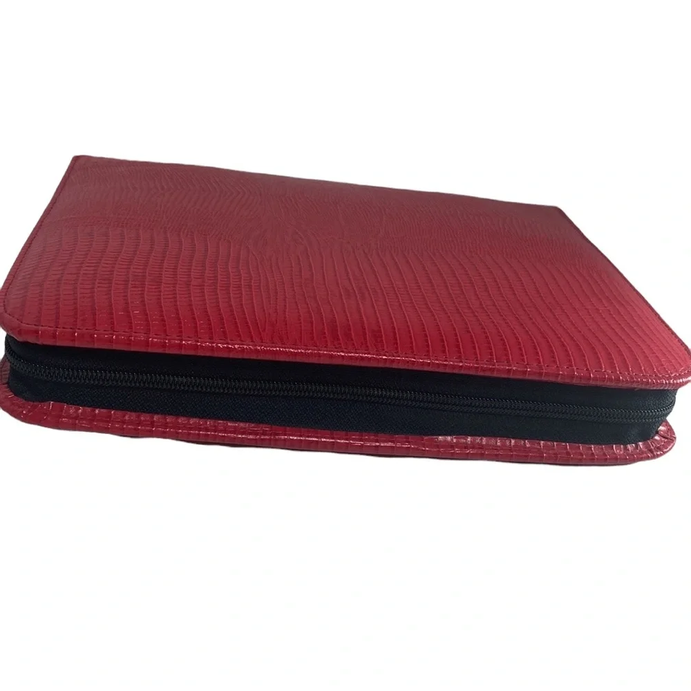Goal Maker Red Leather Reptile Design Binder
